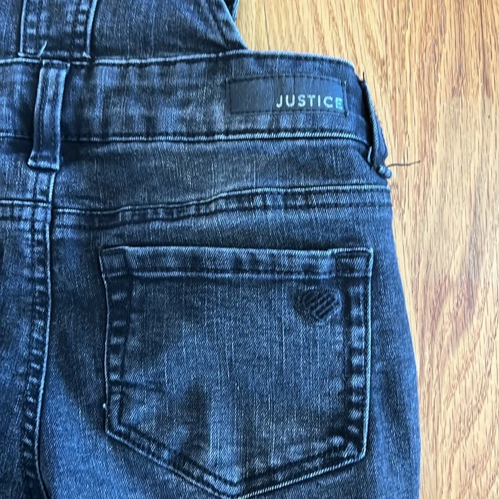 Justice Distressed Black Overalls, Size 10